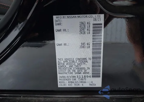 2024 Nissan Altima Sr Fwd z USA, uszkodzony, nr VIN 1N4BL4CV3RN311894